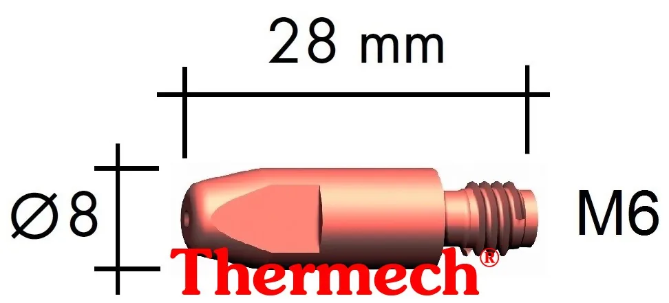 Наконечник сварочный E-Cu 0,8/M6×28 мм